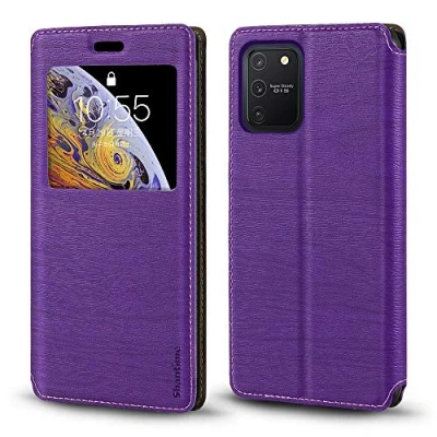 Afbeelding van Samsung Galaxy S10 Lite hoesje met kaarthouder en venster, magnetische flipcover voor (paars)