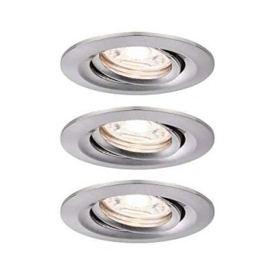 Afbeelding van Paulmann 92973 Nova Mini Plus LED inbouwlamp Coin 3 Stuks rond zwenkbaar 3x4,2W EasyDim dimbaar ijzer geborsteld aluminium warmWit 2700 K, 126 W,3er (geborsteld ijzer),Staal