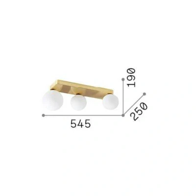 Afbeelding van Ideallux Ideal Lux Penta plafondlamp, 3 lamps, goudkleurig, opaalglas