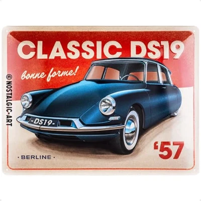 Afbeelding van Nostalgic Art Metalen Retro Bord, DS Classic DS19 Berline Geschenkidee voor autoliefhebbers, van metaal, Vintage ontwerp deco, 30 x 40 cm