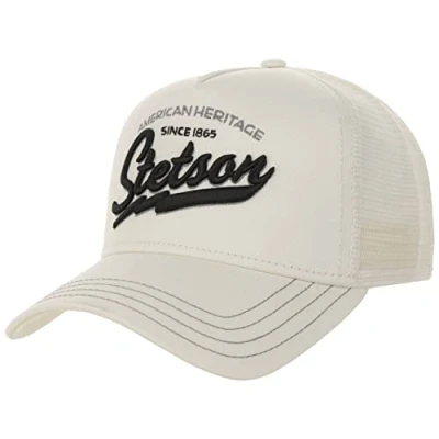 Afbeelding van Stetson Since 1865 Trucker Pet Heren snapback cap baseballpet truckercap met klep voor Zomer/Winter One Size crèmewit