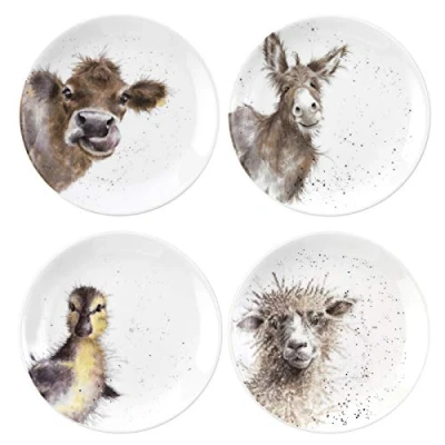 Afbeelding van RW WN4093 XW Royal Worcester Wrendale Ontwerpen China Thee Coupe Borden Met Ewe, Zachte Jack en Net Uitgekomen Set van 4, Keramiek