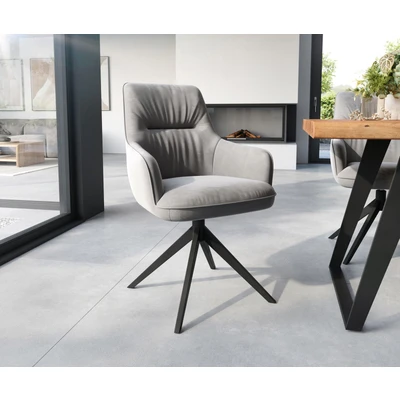 Afbeelding van Draaistoel Zelia Flex met armleuning kruisframe breed zwart fluweel grijs 360