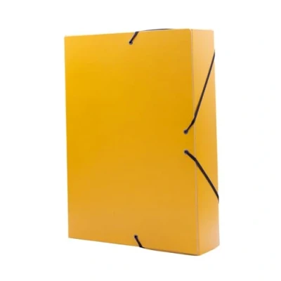 Afbeelding van Raylu Paper Projectmap Matt A4 met 7 cm rugbreedte, stevige kartonnen map en sluiting elastieken voor schoolprojecten of kantoor, formaat 34 x 24 (geel)