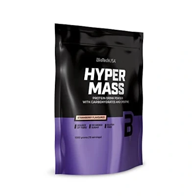 Afbeelding van BioTechUSA Hyper Mass Gainer met Koolhydraten &amp; Eiwitmengsel Gemicroniseerde Creatine Glutenvrij, 1 kg, Aardbei