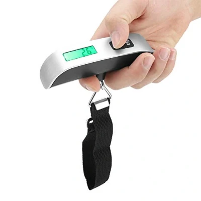 Afbeelding van Mini digitale kofferweegschaal, 50 kg, kofferweegschaal voor reizen, met haak LCD display, draagbare weeghaak