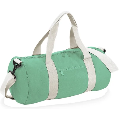 Afbeelding van Bagbase Gewoon Varsity Barrel / Duffle Bag (20 Liter) (Mintgroen/uitwendig wit)