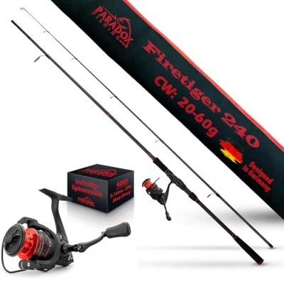 Afbeelding van Paradox Fishing Firetiger Spinhengel 2,40m 20 60g + 4000 haspel Spinhenges voor snoek, baars en snoekbaars