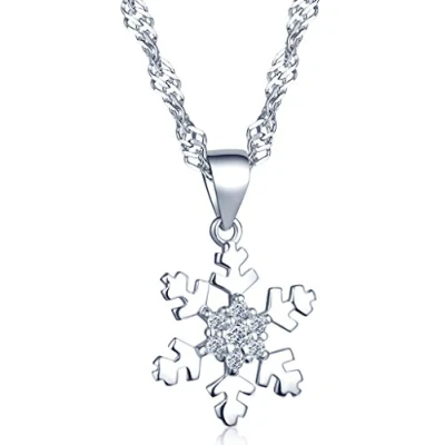 Afbeelding van Infinite U Sieraden Zilveren Ketting, Halsketting met hanger in de vorm van een sneeuwvlok voor dames, 925 sterling zilver, zirkoniasteentjes