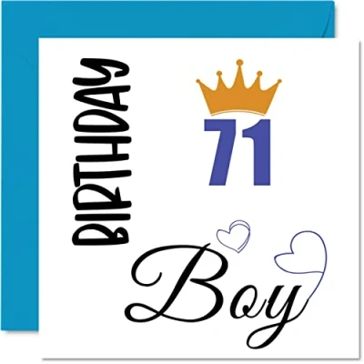 Afbeelding van 71e Verjaardagskaart voor mannen Happy Birthday kaarten 71 jarige man, overgrootvader, opa, stiefvader oom, 145 mm x mm, eenenzeventigste zeventigste verjaardag