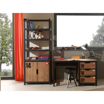 Afbeelding van LUCEVI Alex Boekenkast (200x80) + Bureau (130x60) Bruin