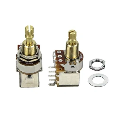 Afbeelding van FLEOR 2Pcs Gitaar Push Schakelaar Potentiometer A250K Audio Pot Kegel Koperen Lange Gespleten As Voor Elektrische Bas