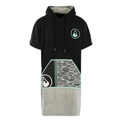 Afbeelding van WAVE HAWAII Moledo Surfponcho, 95% katoen, badponcho voor lichaamslengte van 175 205 cm, omkleedhulp zwemmen, strand, surfen, douchecabo, dames, heren en volwassenen, Meerkleurig, XL