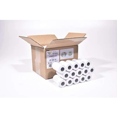 Afbeelding van 50 EC Thermorollen onbedrukt 57 mm x 9 m 12 roldiameter 30 mm, thermisch papier dikte 55 g/m2, zonder opdruk