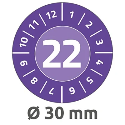 Afbeelding van AVERY Zweckform 80 stuks teststickers 2022 (onvervalsbaar, sterk zelfklevend, Ø 30 mm, teststickers, beschrijfbare zegel van documentfolie) 6946 violet