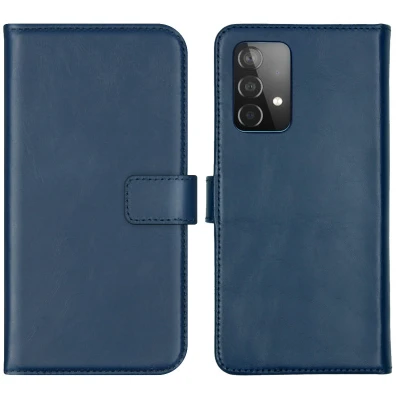 Afbeelding van Samsung Galaxy A52 (4G) Hoesje Echt leder Selencia Bookcase Blauw Telefoonhoesje