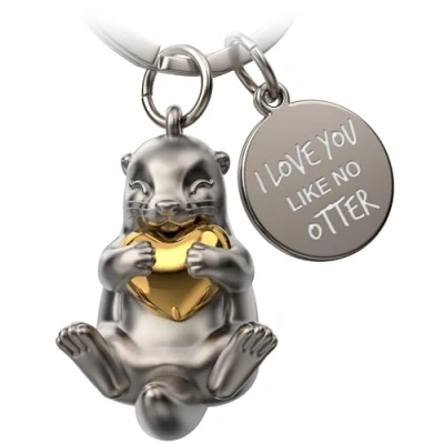 Afbeelding van FABACH Otter sleutelhanger Otty met hart geluksbrenger geschenken vriendin partner liefde koppels jubileum gravure I love you like no otter, goud, 1, Modern
