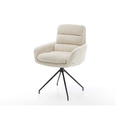 Afbeelding van Draaistoel Abelia Flex met armleuning kruisframe conisch zwart cord beige 180