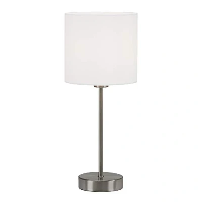 Afbeelding van Briloner Leuchten tafellamp, bedlamp, bureaulamp, 1x E14, incl. kabelschakelaar, stoffen kap, wit, 160x385mm (DxH), 7002 016