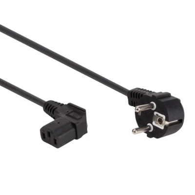 Afbeelding van Voedingskabel Zwart Cee 7/7 90 graden + C13 L=2.5 M H05Vv F 3G1.0 mm