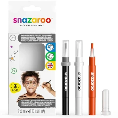 Afbeelding van Snazaroo 1180142 Kinderschmink, schminkpotlood met penseelpunt, 3 kleuren set Halloween, zwart/wit/oranje