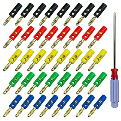 Afbeelding van QitinDasen 40 stuks premium 4 mm banaanstekker, vergulde banaan luidsprekerstekker, voor audio luidsprekers, versterker (5 kleuren)