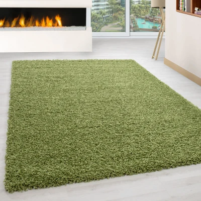Afbeelding van Basic Shaggy vloerkleed Groen Hoogpolig 120x170 cm