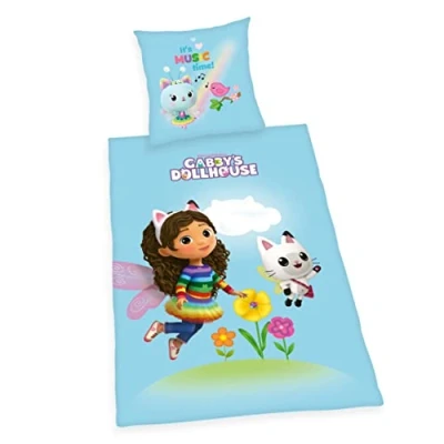 Afbeelding van Herding Gabby&#039;s Dollhouse Beddengoedset, kussensloop 70 x 90 cm, dekbedovertrek 140 200 met soepel lopende ritssluiting, katoen