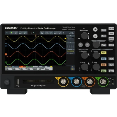 Afbeelding van VOLTCRAFT DOV2504F LA Digitale oscilloscoop 250 MHz 4 kanaals 1.25 GSa/s 100 Mpts 12 Bit Digitaal geheugen (DSO), Functiegenerator, Logic analyser 1 stuk(s)