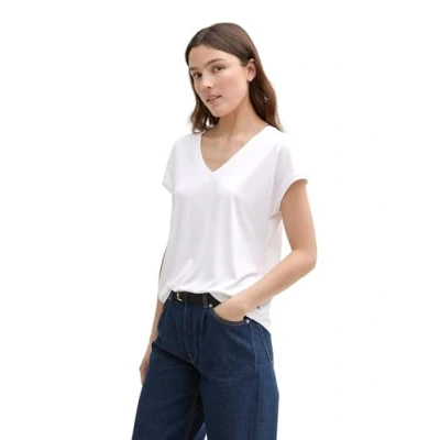 Afbeelding van TOM Tailor Denim Fluent V NECK Tshirt basic, Dames, Maat: XXL, White