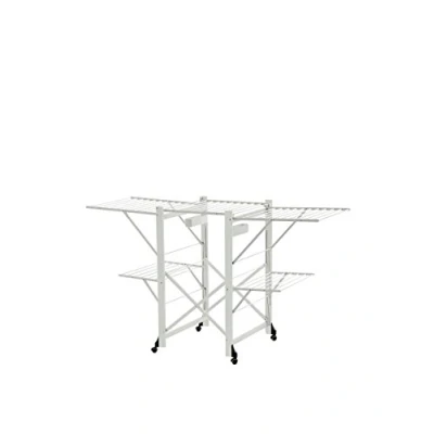 Afbeelding van Arredamenti Italia 600 GABBIANO droogrek, uittrekbaar, opvouwbaar, massief beukenhout, 175 x 105 67 cm, wit gelakt