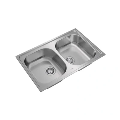 Afbeelding van Teka Universe 80 T XP 2C inbouwspoelbak, cm, twee wastafels, afvoergarnituur met handmatig ventiel mand en sifon, roestvrij staal
