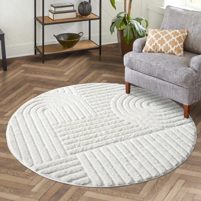 Afbeelding van Vloerkleed Focus Japandi Hoogpolig Fluffy Scandinavisch Creme rond Polypropyleen 200 cm