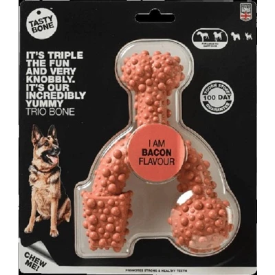 Afbeelding van TastyBone Large Trio Bone bacon Hond Kauwspeelgoed Vegan Kluif Nylabone