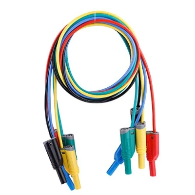 Afbeelding van 5 stks 3.3ft P1050 1 4mm meetsnoer banaanstekker beveiliging zachte siliconen draad stapel 14AWG voor multimeter