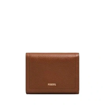 Afbeelding van Fossil Dames Logan Tri Fold Wallet, bruin, Small