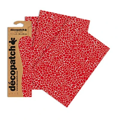 Afbeelding van Decopatch Papier No. 546 (rood giraf, 395 x 298 mm) 3 pack