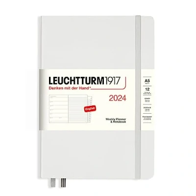Afbeelding van Leuchtturm1917 weekplanner + notities agenda 2024 a5 hardcover 12 maanden licht grijs