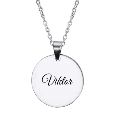 Afbeelding van Ketting RVS Met Naam Gravering Viktor Zilver Rond