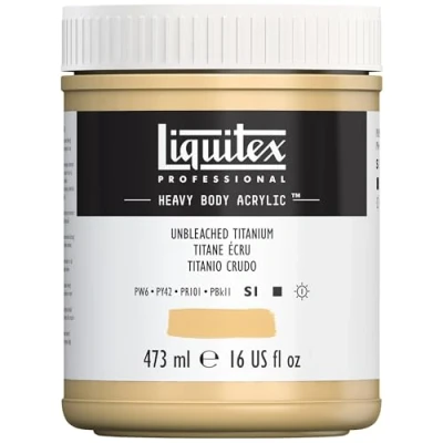 Afbeelding van Liquitex 4412434 Professional Heavy Body acrylverf in kunstenaarskwaliteit met uitstekende lichtechtheid en boterachtige consistentie, 473ml Pot, Unbleached Titanium