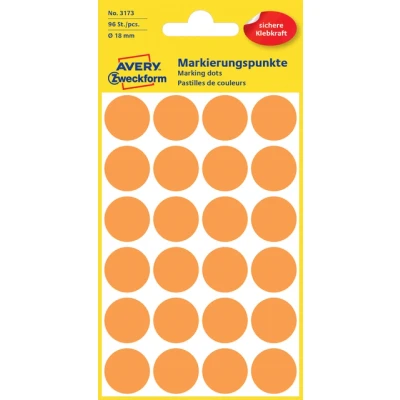 Afbeelding van Avery Ronde Etiketten Diameter 18 Mm, Lichtoranje, 96 Stuks Etiket