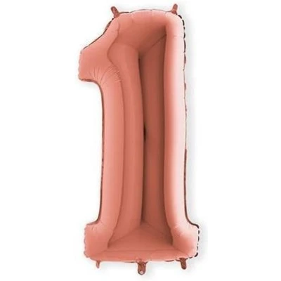 Afbeelding van Folieballon cijfer &#039;1&#039; rosé goud (100cm)