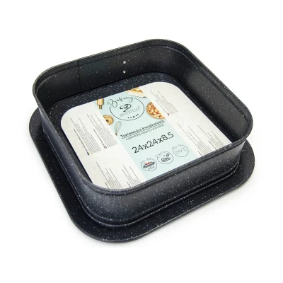 Afbeelding van Meyerhoff Bakery vierkante springvorm/ bakvorm met opstaande rand 24 x 8,5 cm antraciet marmer