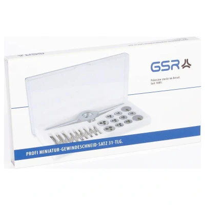 Afbeelding van GSR Miniatur Gewindeschneidsatz 31 tlg. M1 M2,5 , Gewindeschneider + Schneideisen Schneideisenhalter Gewindebohreradapter Schneideisenadapter
