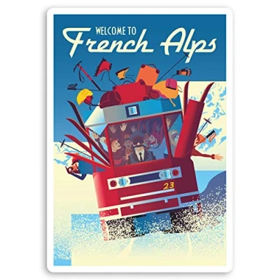 Afbeelding van 2 x 10 cm Leuke Franse Alpen Vinyl Stickers Skiër Skiën Bagage Sticker #34587 (10cm Hoog)