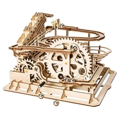 Afbeelding van ROKR set met houten achtbaan tandwielen, de hand in elkaar te zetten, montageset, 3D puzzel, mechanisch model knikkers voor jongeren en volwassenen (achtbaan tandwielen)
