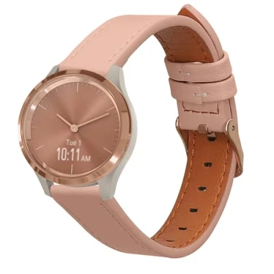 Afbeelding van kwmobile lederen horlogebandje geschikt voor Garmin vivomove 3S polsband Echt leren smartwatch bandje Activity tracker horloge band in oudroze