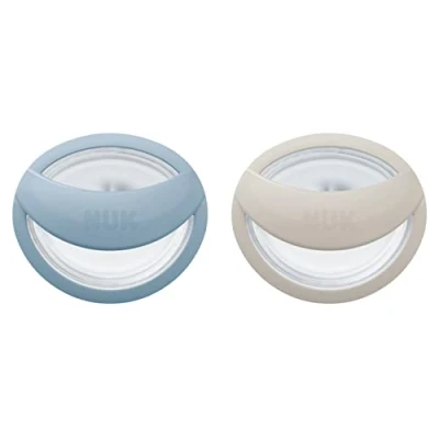 Afbeelding van NUK MommyFeel fopspeen voor een intacte borstvoeding BPA vrij silicone 0 9 maanden 2 stuks blauw en grijs