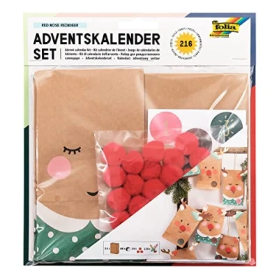 Afbeelding van Folia Adventskalender Red Nose Reindeer, Knoppen, Klem, Rood