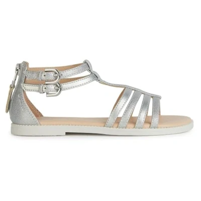 Afbeelding van Geox Karly Sandalen met enkelbandjes voor kinderen, Maat: 35, Silver Kunststof